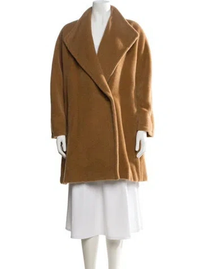 Pre-owned Krizia Mohair Faux Fur Coat In Brown