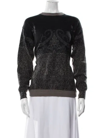 Pre-owned Krizia Paisley Print Crew Neck Sweater In Blue