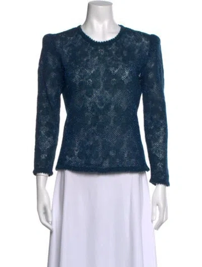 Pre-owned Krizia Patterned Crew Neck Sweater In Blue