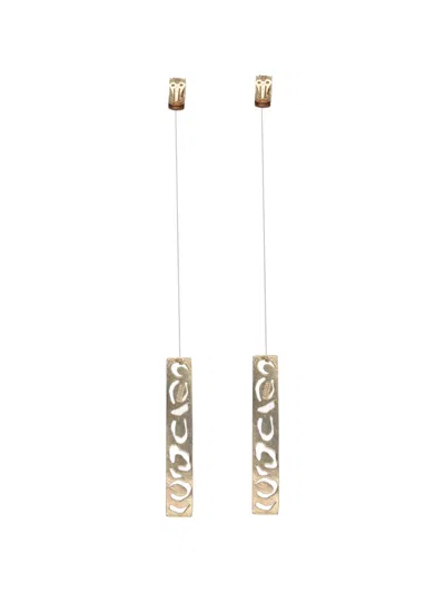 Pre-owned Krizia Pendant Clip-on Earrings In Gold