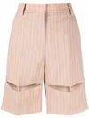 Krizia Wool Blend Bermuda Shorts With Striped Motif In 中性色