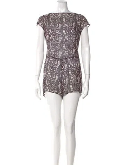 Pre-owned Krizia Printed Bateau Neckline Romper In Multi