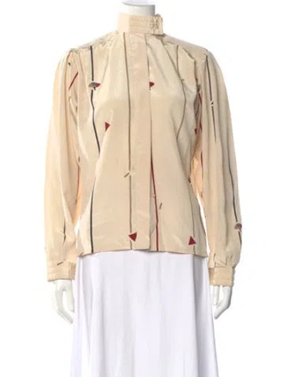 Pre-owned Krizia Printed Long Sleeve Blouse In Neutral