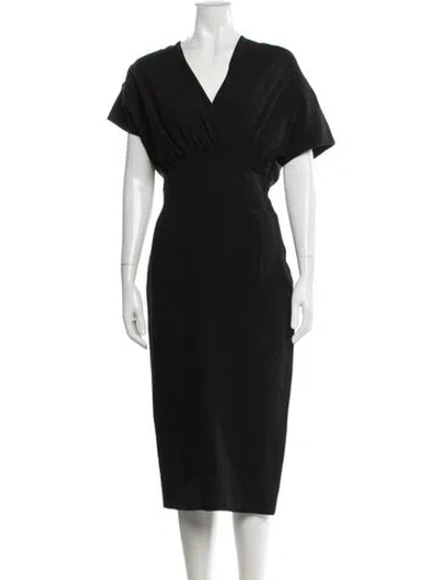 Pre-owned Krizia Silk Knee-length Dress In Black