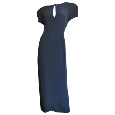 Pre-owned Krizia Slash Back Dress With Cut Out Waist 1980s In Black