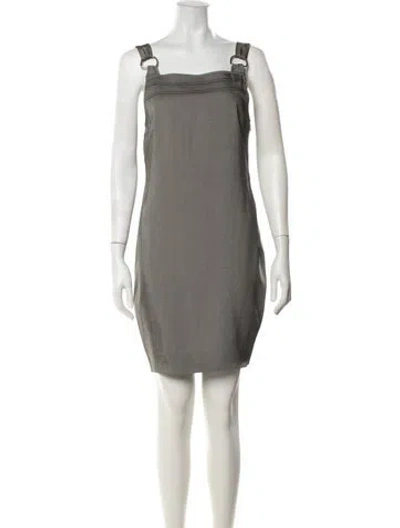 Pre-owned Krizia Square Neckline Mini Dress In Grey