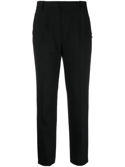Krizia Straight-leg Cropped Tailored Trousers In 黑色