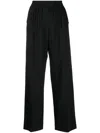 Krizia Straight-leg Wool-silk Blend Trousers In Black