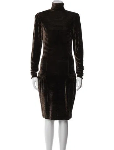 Pre-owned Krizia Striped Knee-length Dress In Brown