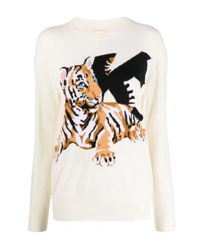 Krizia Tiger Jacquard Knitted Sweater In Multicolor