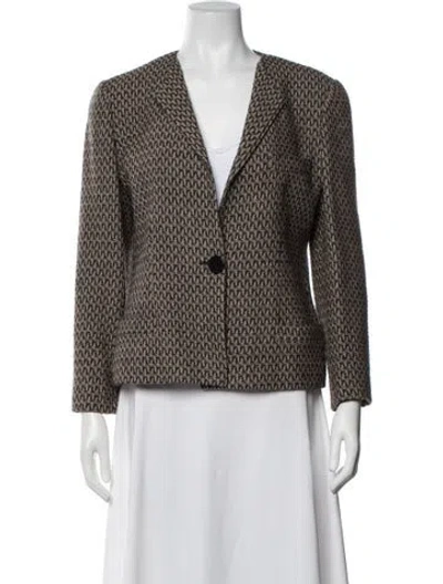 Pre-owned Krizia Tweed Pattern Blazer In Black/neutrals