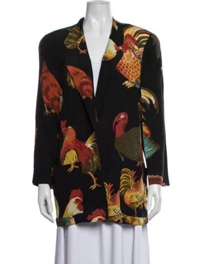 Pre-owned Krizia Vintage 1980's Blazer In Black/orange