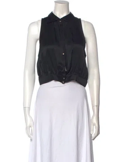 Pre-owned Krizia Vintage 1980's Crop Top In Black