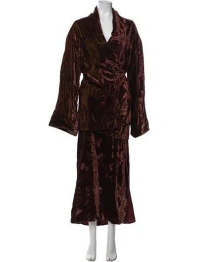 Pre-owned Krizia Vintage 1990's Skirt Set In Burgundy