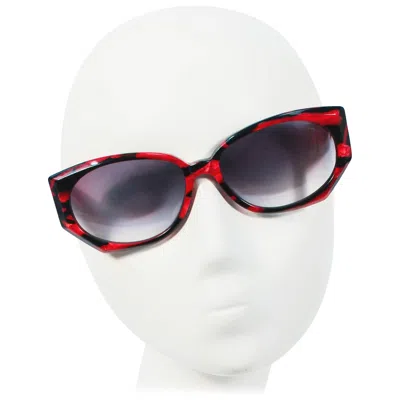 Pre-owned Krizia Vintage Black And Red Marbled Sunglasses Wide Frame Italy