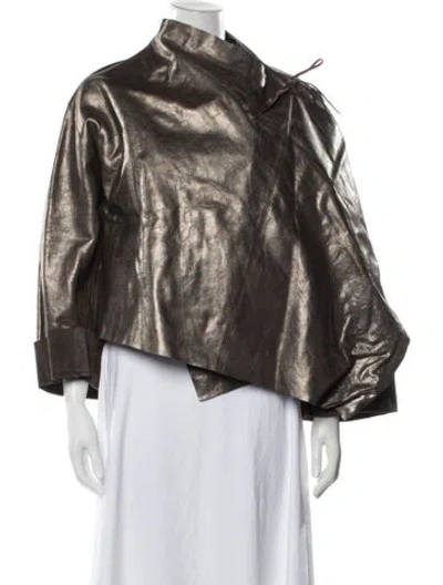 Pre-owned Krizia Vintage Leather Jacket In Brown