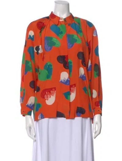 Pre-owned Krizia Vintage Patterned Blouse In Orange