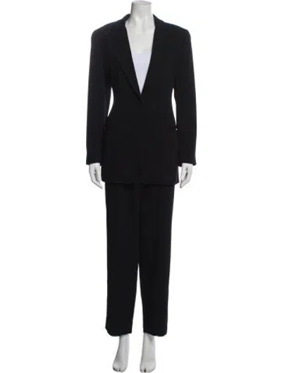 Pre-owned Krizia Vintage Wool Pantsuit In Black
