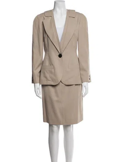Pre-owned Krizia Vintage Wool Skirt Suit In Neutrals