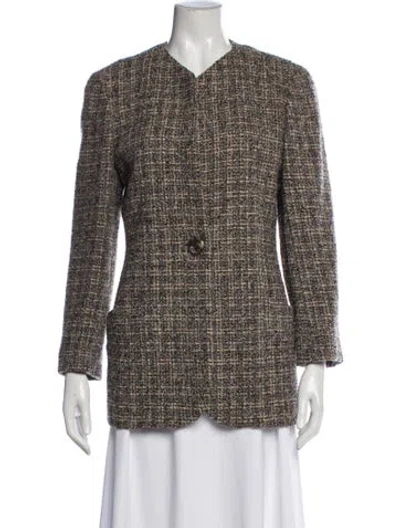 Pre-owned Krizia Virgin Wool Tweed Pattern Blazer In Multi