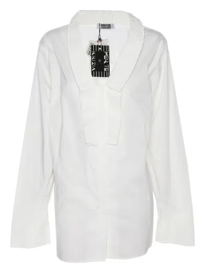 Pre-owned Krizia Ruffle Shirt In White