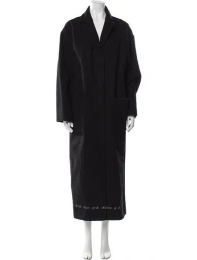 Pre-owned Krizia Wool Faux Fur Coat In Black