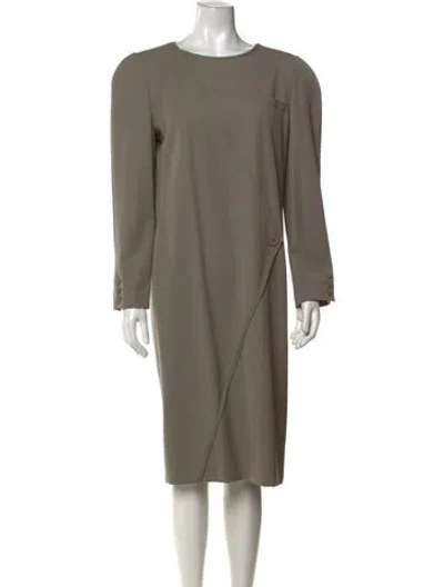 Pre-owned Krizia Wool Knee-length Dress In Grey