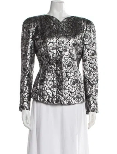 Pre-owned Krizia Wool Patterned Jacket In White