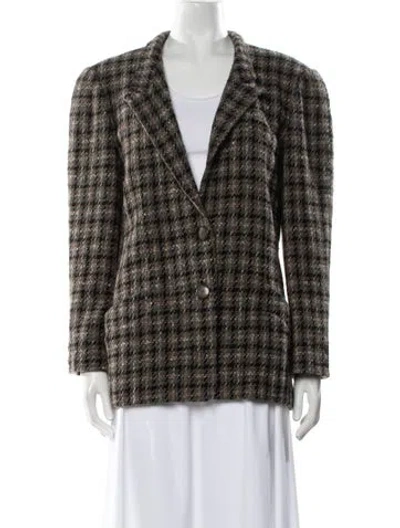 Pre-owned Krizia Wool Plaid Print Blazer In Multi