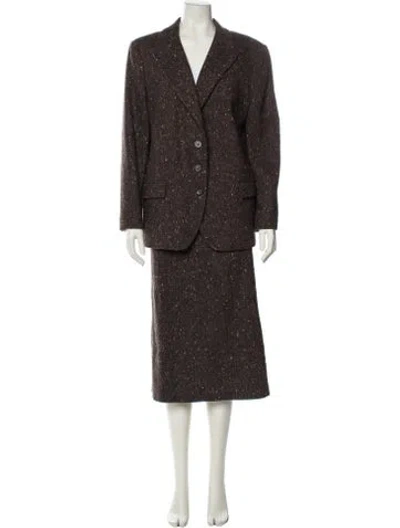 Pre-owned Krizia Wool Skirt Set In Brown