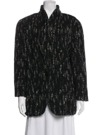 Pre-owned Krizia Wool Tweed Pattern Blazer In Black
