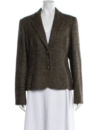 Pre-owned Krizia Wool Tweed Pattern Blazer W/ Tags In Black