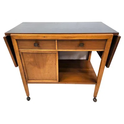 Pre-owned Kroehler Mfg. Co. Mcm Walnut Rolling Sideboard Bar Cart By Kroehler In Brown