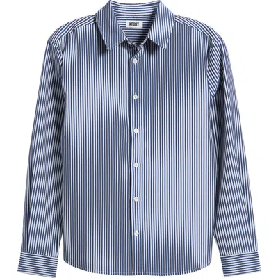 Krost 3d Striped Button Front Shirt In Blue