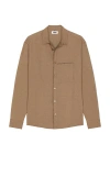 Krost Blanket Stitch Button-up Shirt In Brown