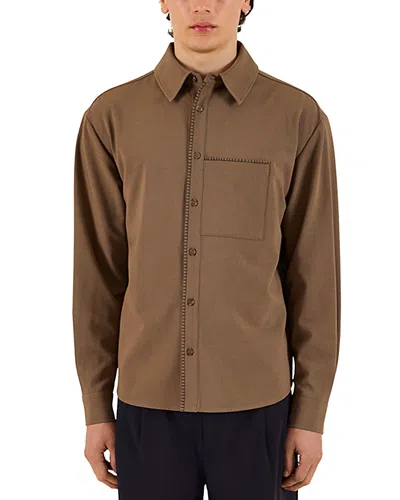 Krost Blanket Stitch Shirt In Brown