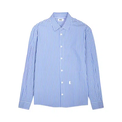 Pre-owned Krost Bold Striped Shirting 'blue' | Men's Size L