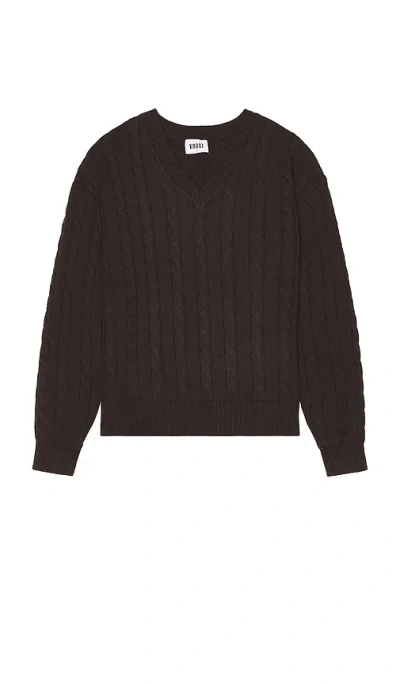 Krost Cable Knit V-neck Sweater In Brown