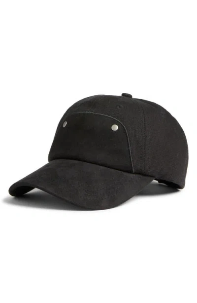 Krost Canvas & Faux Suede Baseball Cap In Black