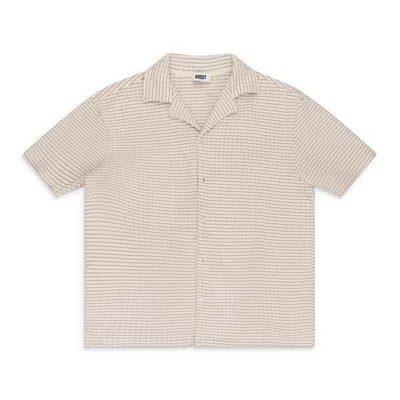 Krost Checkered Knit Bowling Shirt Egret In Neutral