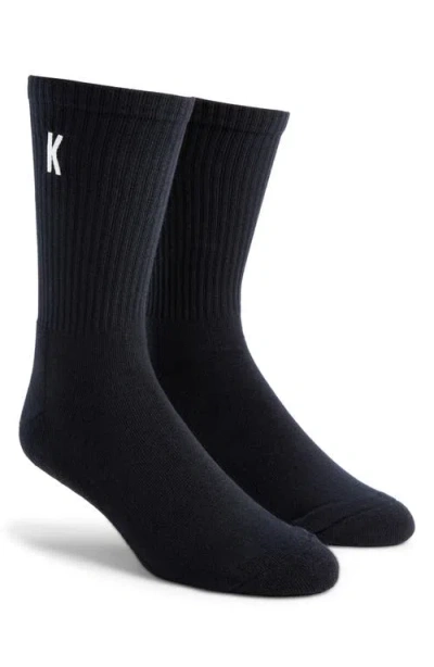 Krost Cotton Blend Rib 2-pack Crew Socks In Blue