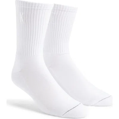 Krost Cotton Blend Rib 2-pack Crew Socks In White
