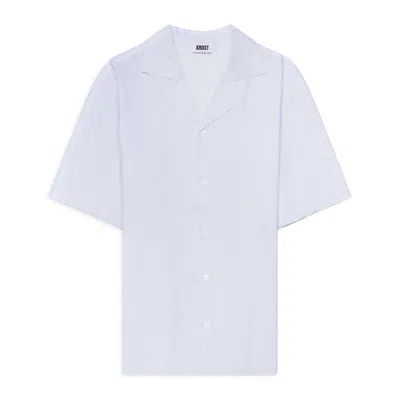 Krost Cotton Stripe Bowling Shirt Blue In White