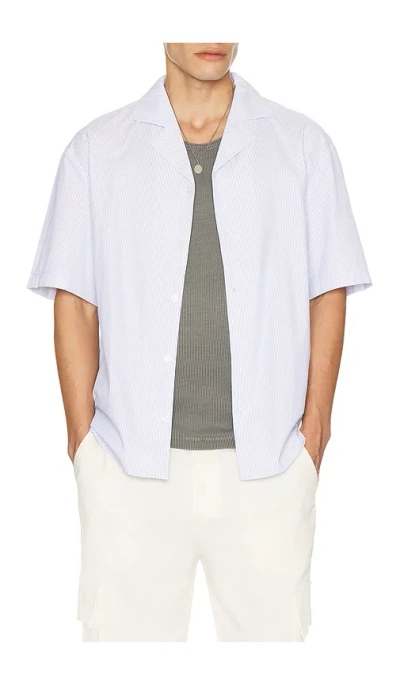 Krost Cotton Stripe Bowling Shirt In White