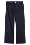 Krost Crosby Contrast Topstitch Straight Leg Jeans In Blue