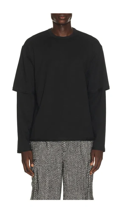 Krost Double Layer Long Sleeve Tee In Black