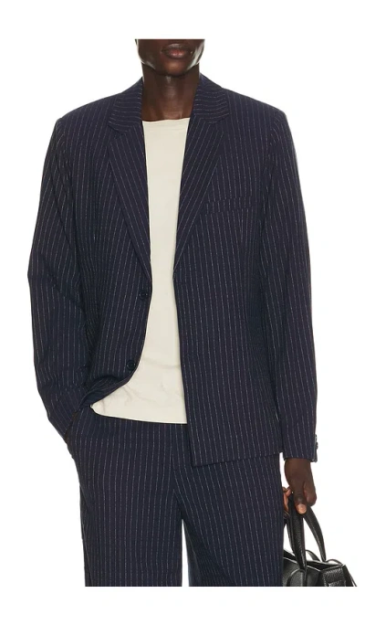 Krost Double-button Pinstripe Blazer In Blue