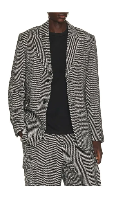 Krost Eco Herringbone Longline Blazer In Gray