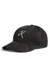Krost Embroidered Logo Faux Suede Baseball Cap In Black