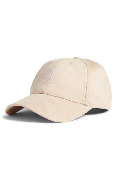 Krost Embroidered Logo Faux Suede Baseball Cap In Brown